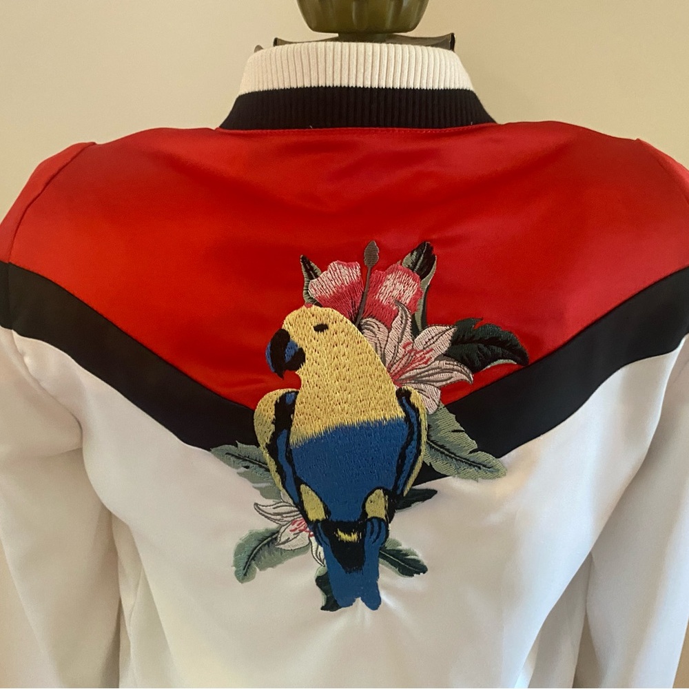 Maje Embroidered Satin Bomber Jacket - Picture 3 of 7